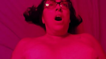 Chubby, big tit, emo Wife gets fucked until she has an orgasm with my cock in her. Filmed in Halloween lights