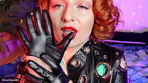 sexy short leather gloves - hot MILF teasing ASMR video with close up - glove fetish